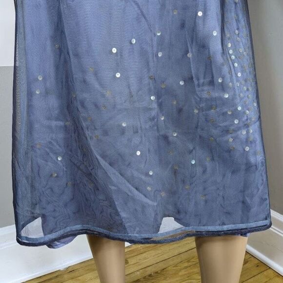 Vintage Y2K Express Mesh Midi Dress Mermaid Sequin Siren Gray Size 7/8 - Picture 5 of 12